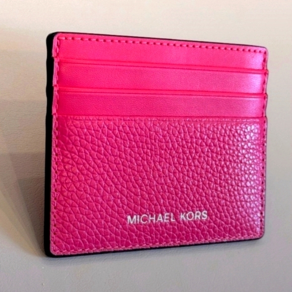 Michael Kors Vibrant Pink Card Holder Size 4"×3.5" - Picture 1 of 8